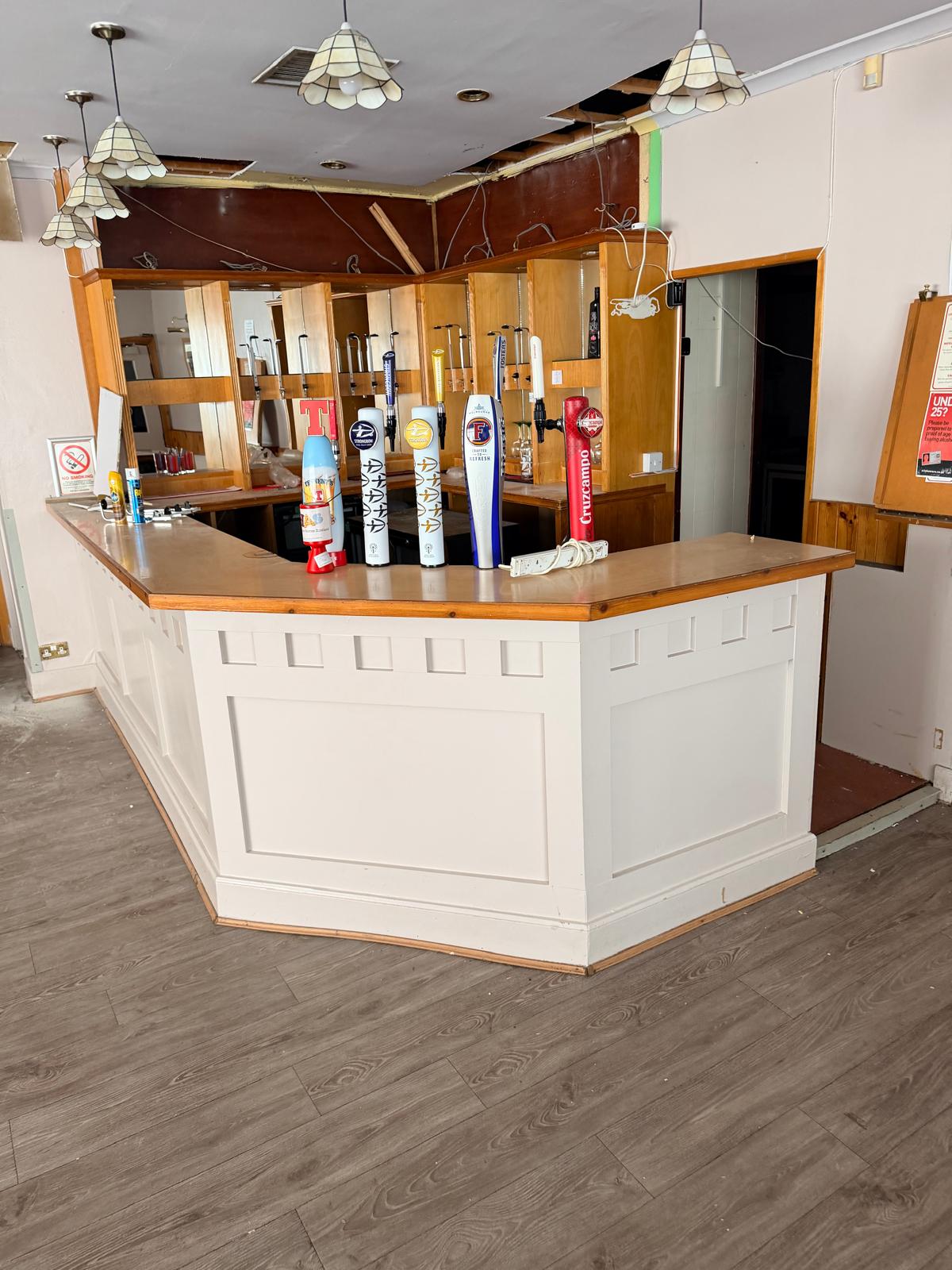 Thistle Bar Alloa — existing bar counter before strip-out