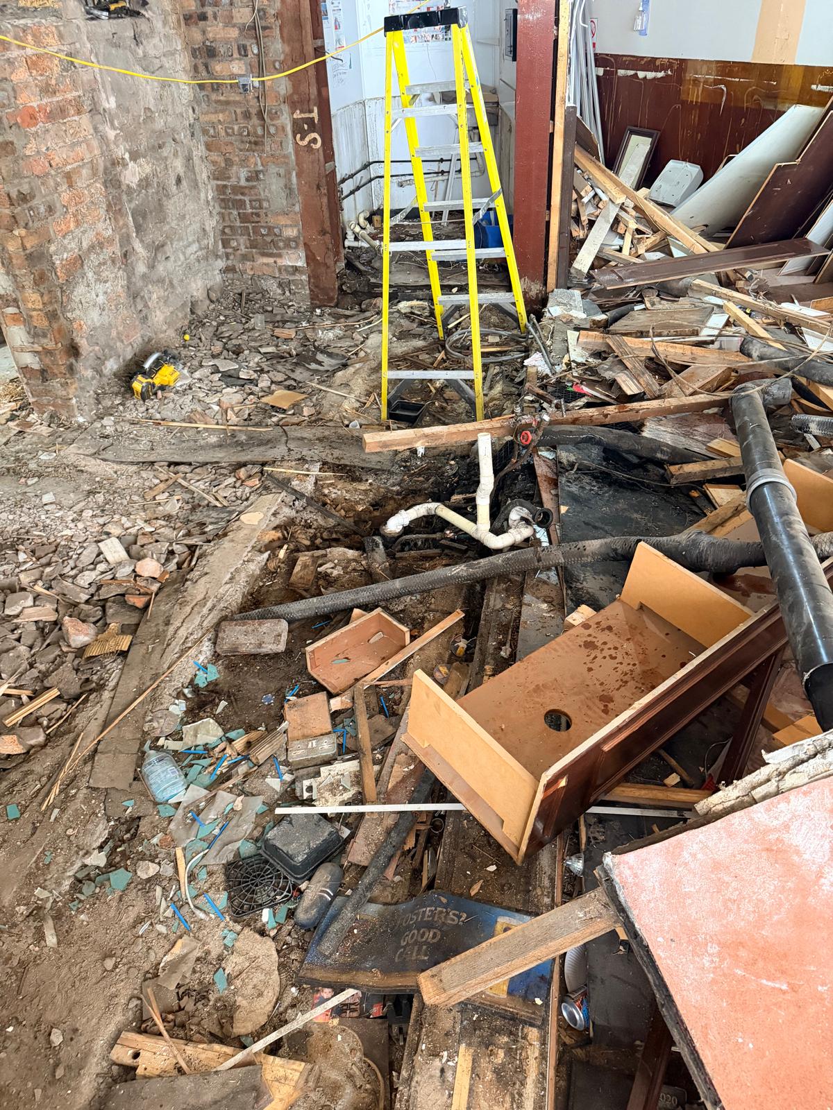 Thistle Bar Alloa — floor strip and exposed brickwork