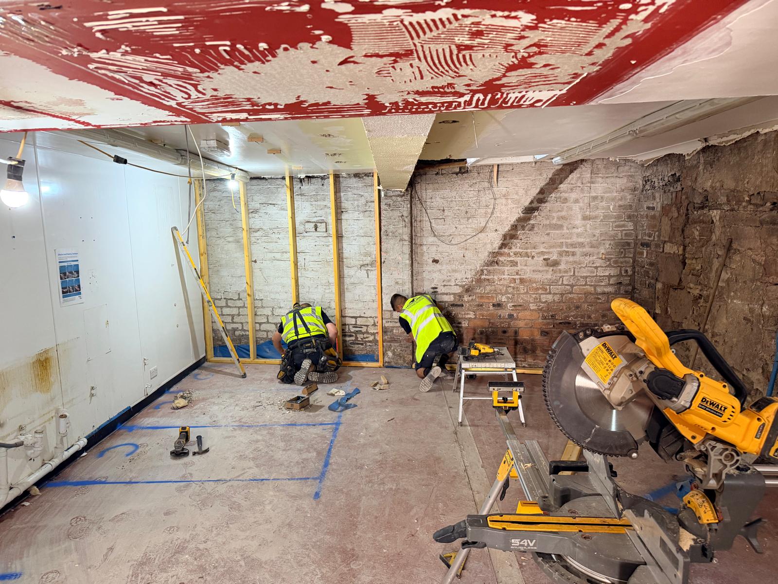 Thistle Bar Alloa — stud framing and wall preparation