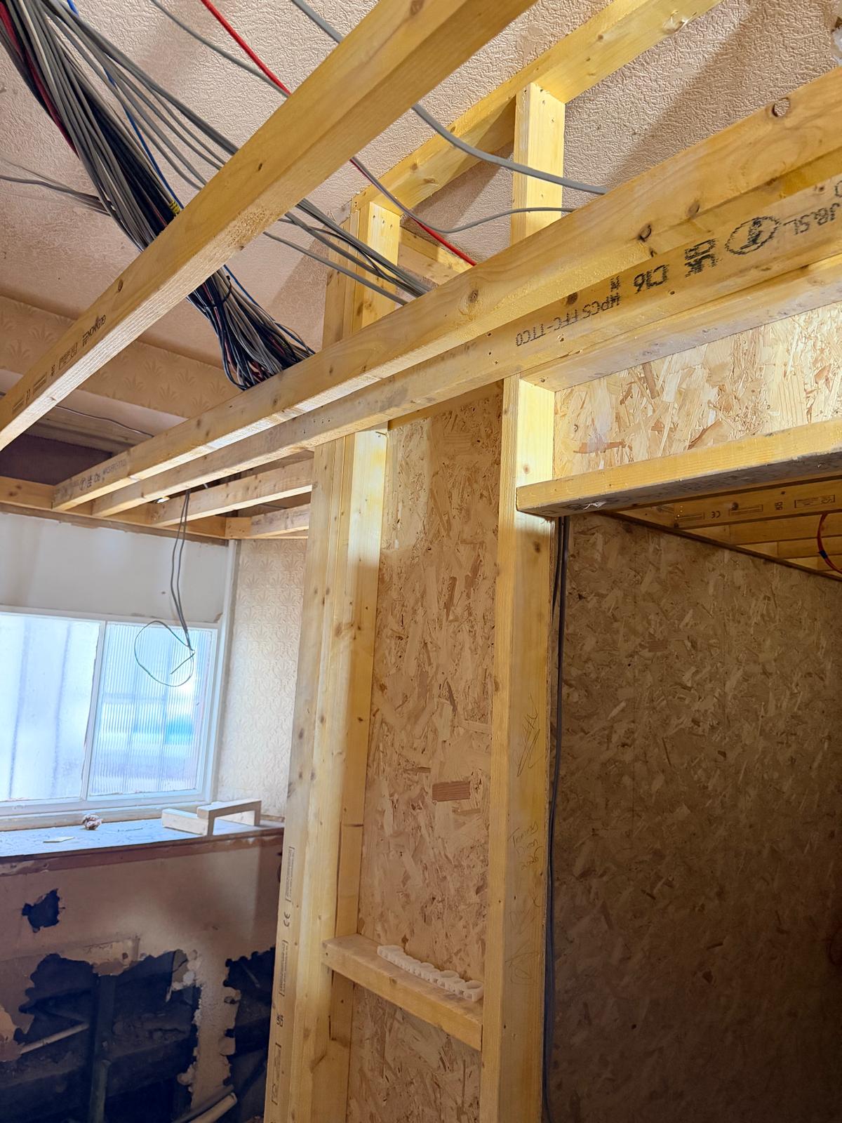 Update 17 July — timber framing, OSB and electrical rough-in