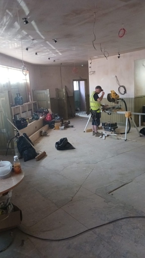 Update 17 September — joinery cutting and green wall panelling underway