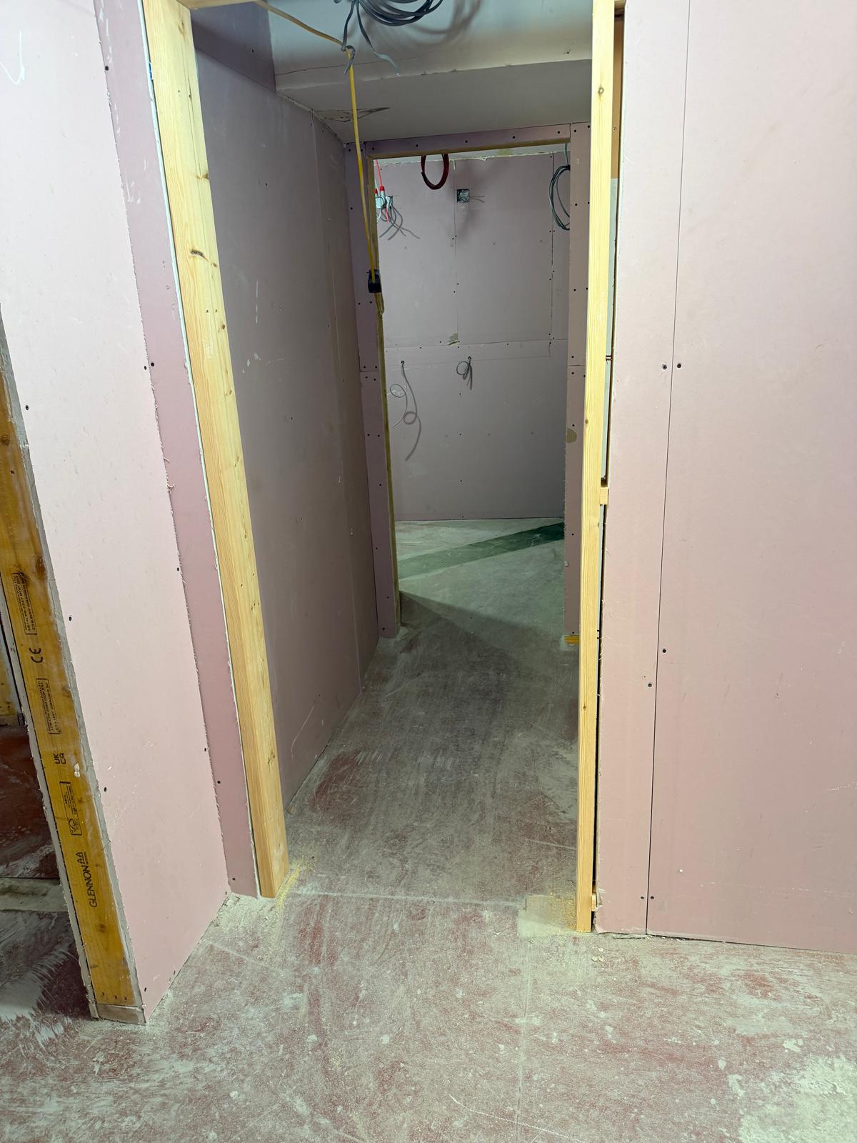 Update 24 July — plasterboard corridor and doorway framing