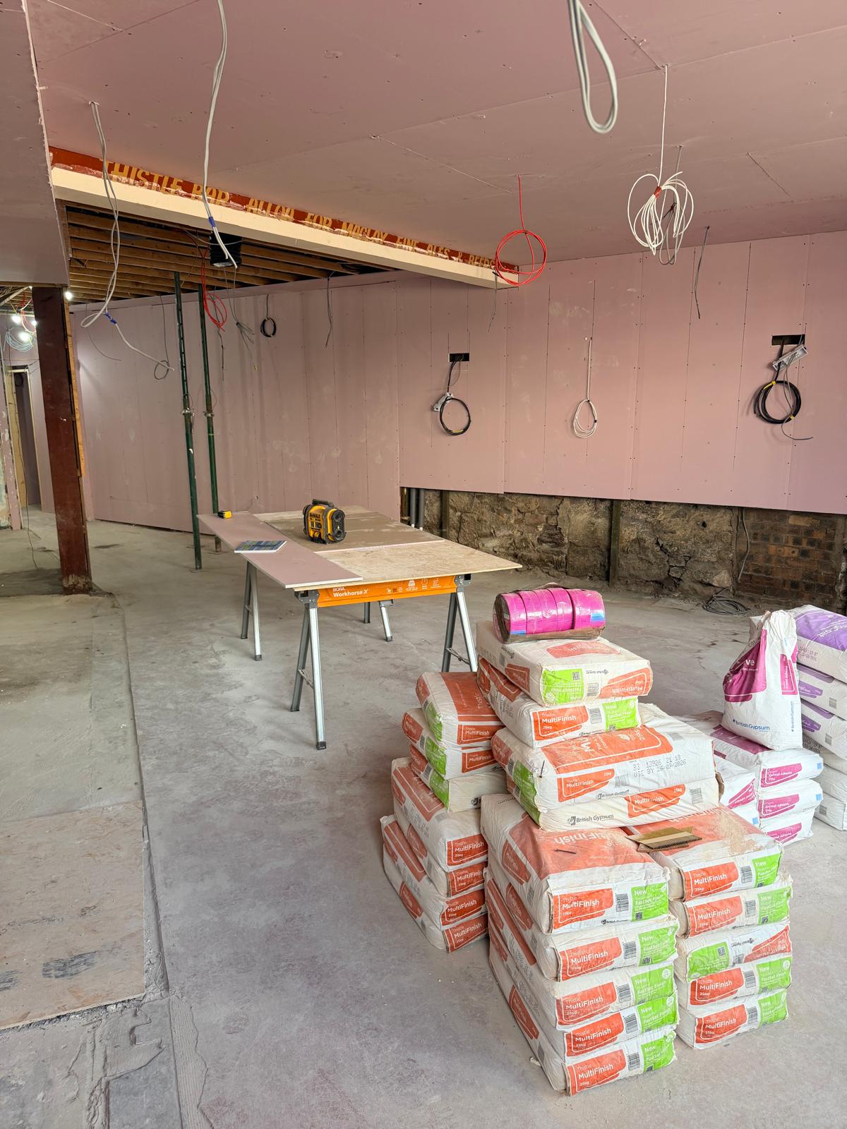 Update 24 July — plaster stocks, boarded walls and retained heritage lintel