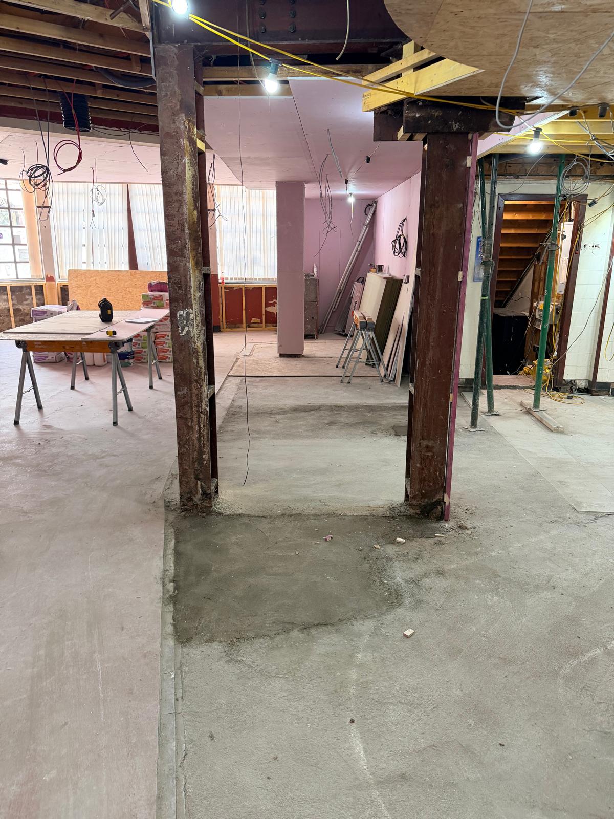 Update 24 July — steel columns, props and ceiling works continuing